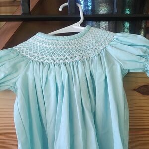 Light Blue Smocked Kids Top
